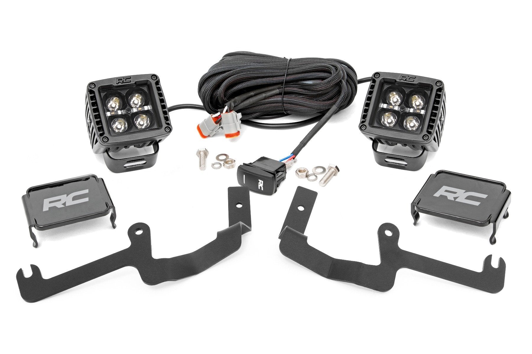 LED Light Kit | Ditch Mount | 2" Black Pair | White DRL | Chevy Silverado 1500 (19-24)