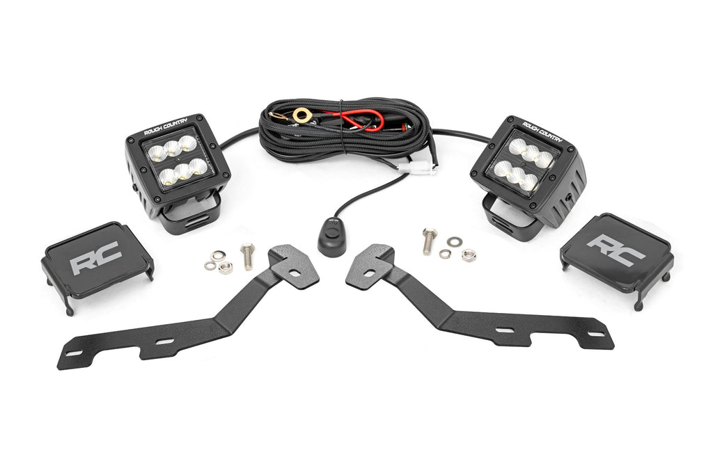 LED Light Kit | Ditch Mount | 2" Black Pair | Flood | Ram 1500 2WD/4WD (19-25)