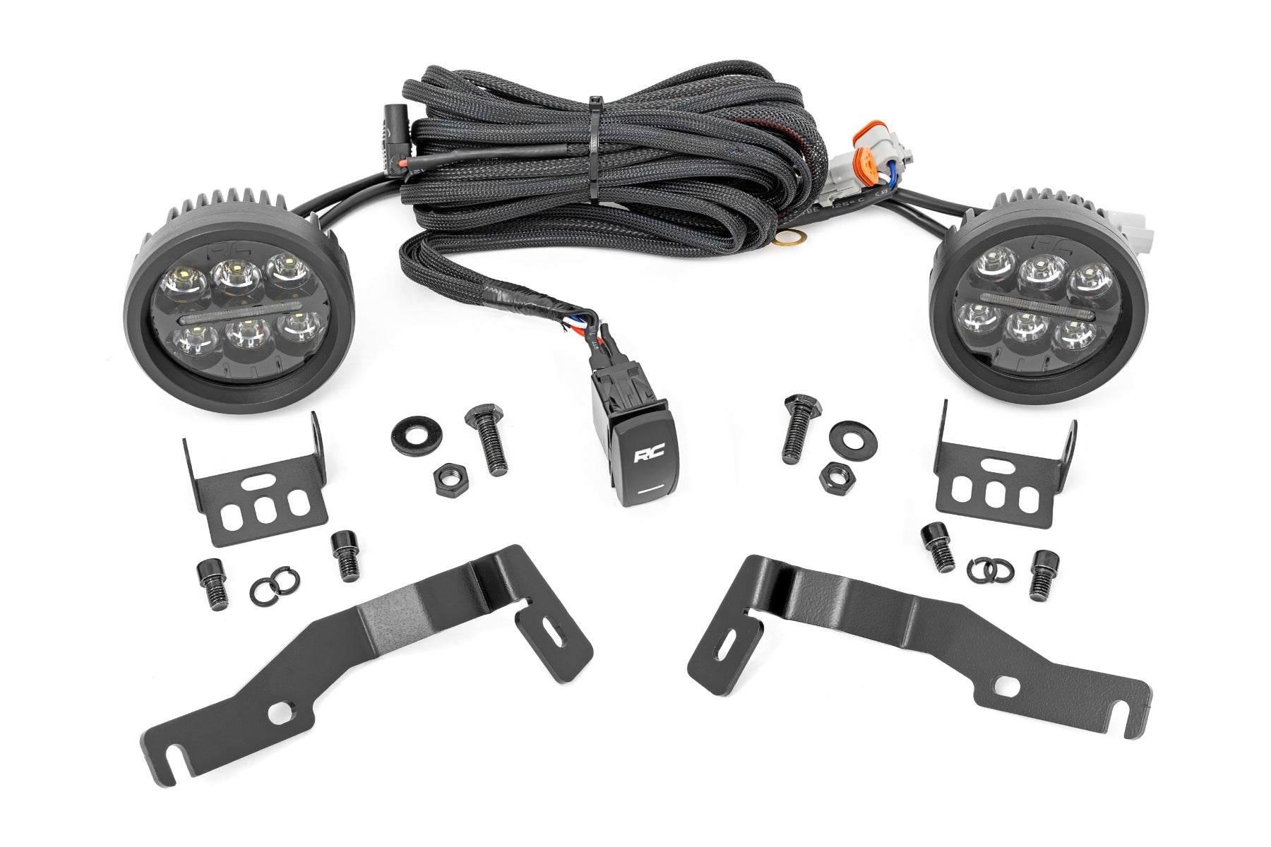 LED Light Kit | Ditch Mount | Black Series Round | 3.5 Inch | Amber DRL | Toyota Tacoma (24-25)