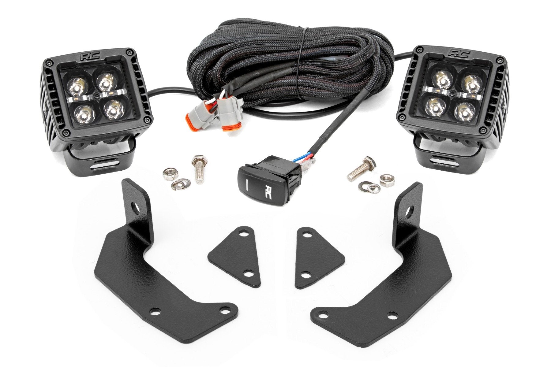 LED Light Kit | Cage Mount | 2" Black Pair | White DRL | CFMOTO UFORCE 1000 