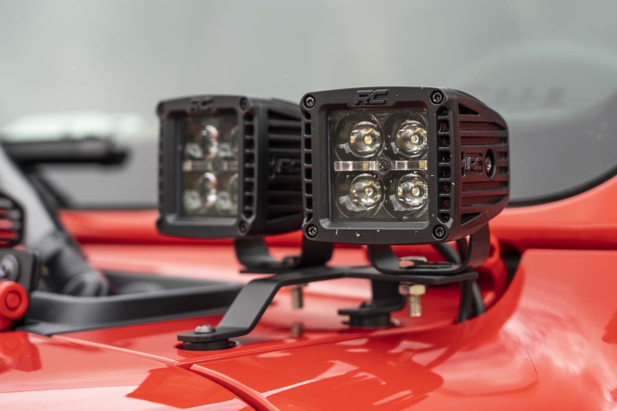 Quad LED Light Kit | Cowl Mount | 2" Black Pairs | Spot | Jeep Gladiator JT/Wrangler JL (18-25)