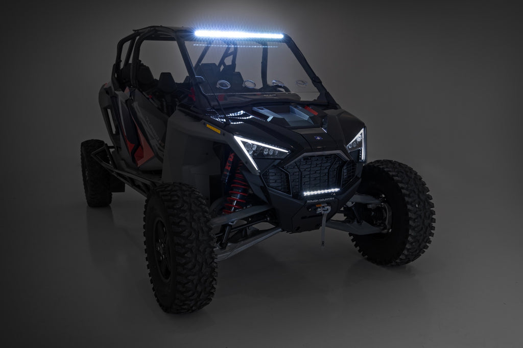 30" Single Row Light Mount | Front | Black Series | White DRL | Polaris RZR Turbo R 