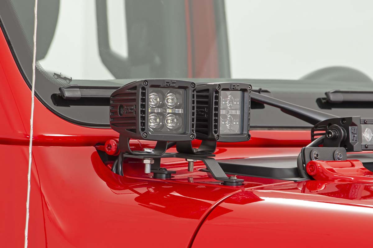 LED Light Kit | Quad | Cowl Mount | 2" Black | Amber DRL | Jeep Gladiator JT/Wrangler JL (18-25)