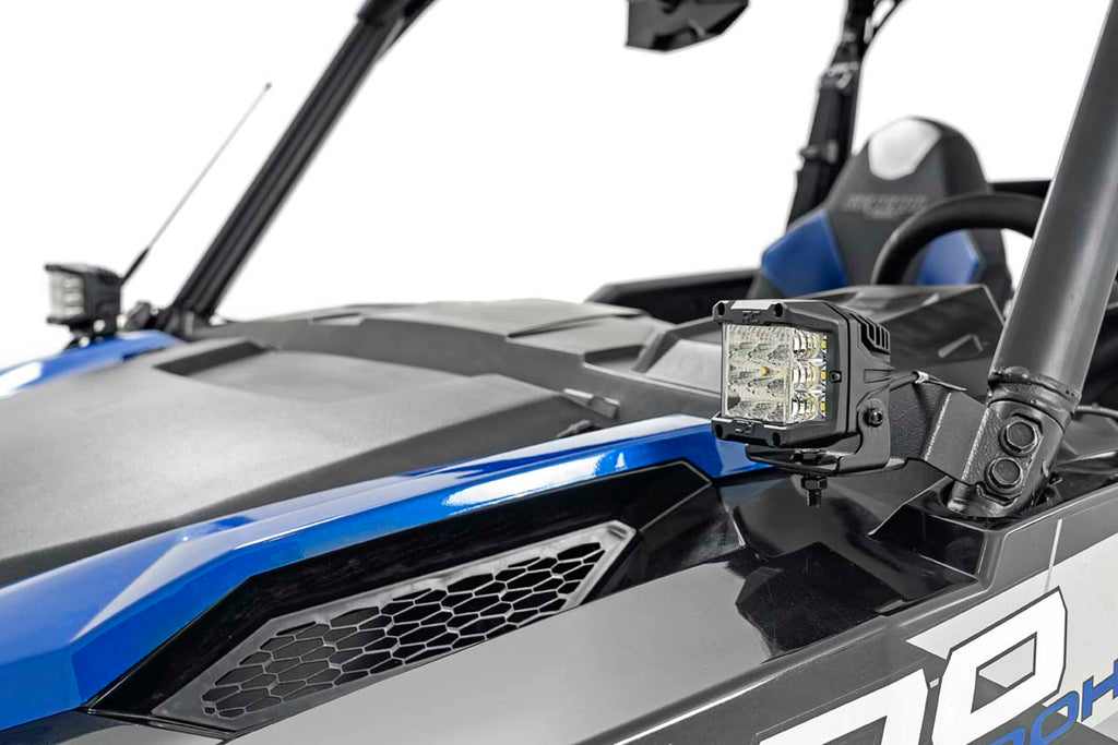 LED Light Kit | Cage Mount | 2" Black Pair | Spot | Polaris General XP 4 1000 